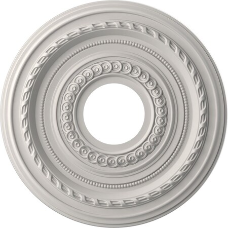 Ekena Millwork Cole PVC Medallion (Canopies up to 4 1/4"), 13"OD x 3 1/2"ID x 3/4"P, UltraCover Satin Blossom White CMP13COGBW